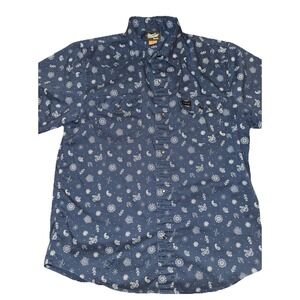 Howler Bros H Bar B Snap Shirt Boys LARGE Blue Paisley Pearl Snap Western Pocket